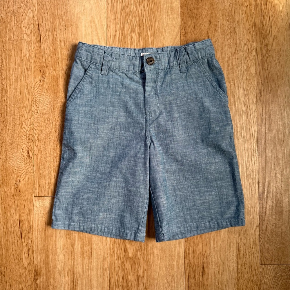 Cat & Jack Boys’ Flat Front Adjustable Waist Shorts Blue Chambray Size 14